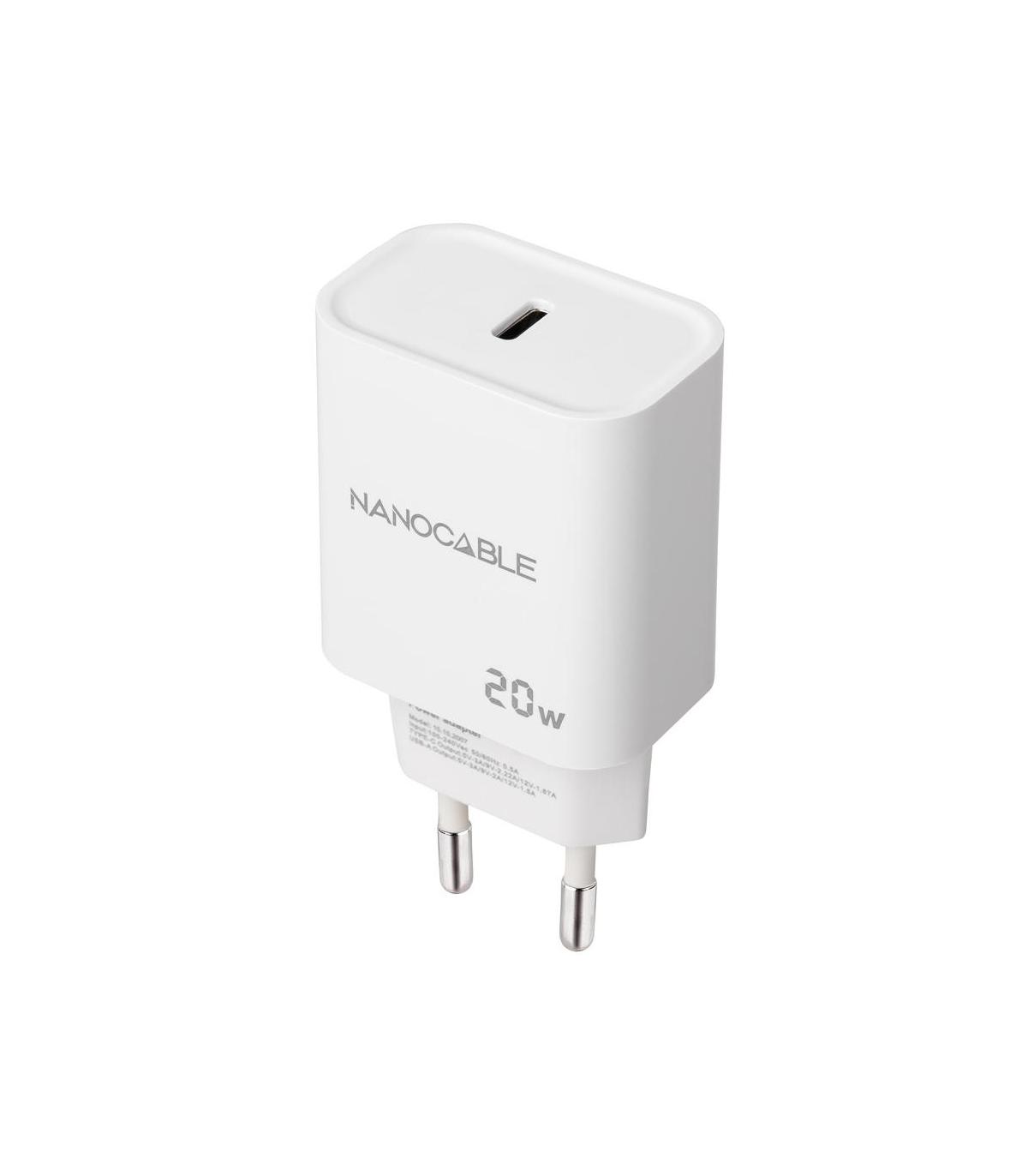 Nanocable Cargador USB-C PD 20W, Blanco