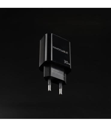 Nanocable Cargador USB-C PD + USB-A QC 30W, Negro
