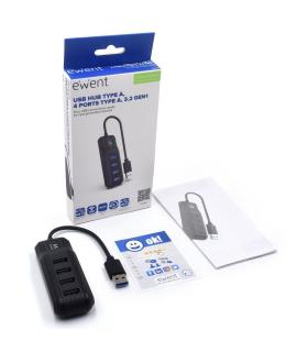 Ewent EW1138 hub de interfaz USB 3.2 Gen 1 (3.1 Gen 1) Type-A 5000 Mbit s Negro
