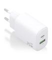 AISENS Cargador GaN 25W, 1xUSB-C PD3.0, 1xUSB-A QC3.0, Blanco