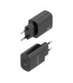 AISENS Cargador GaN 25W, 1xUSB-C PD3.0, 1xUSB-A QC3.0, Negro
