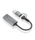 AISENS Conversor Aluminio USB-A+USB-C A HDMI 1080P@60Hz, USB-A M+USB-C M-HDMI H, Gris, 15cm