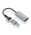 AISENS Conversor Aluminio USB-A+USB-C A HDMI 1080P@60Hz, USB-A M+USB-C M-HDMI H, Gris, 15cm