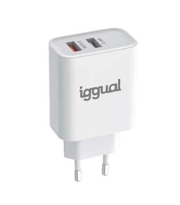 iggual Cargador 2xUSB carga rápida QC3.0 30W