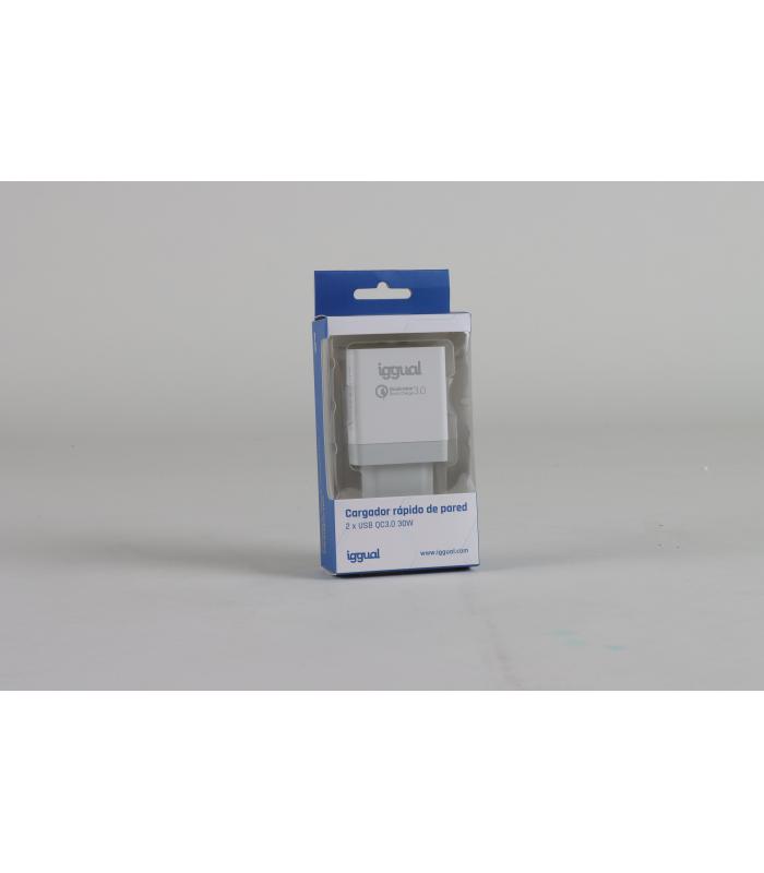 iggual Cargador 2xUSB carga rápida QC3.0 30W