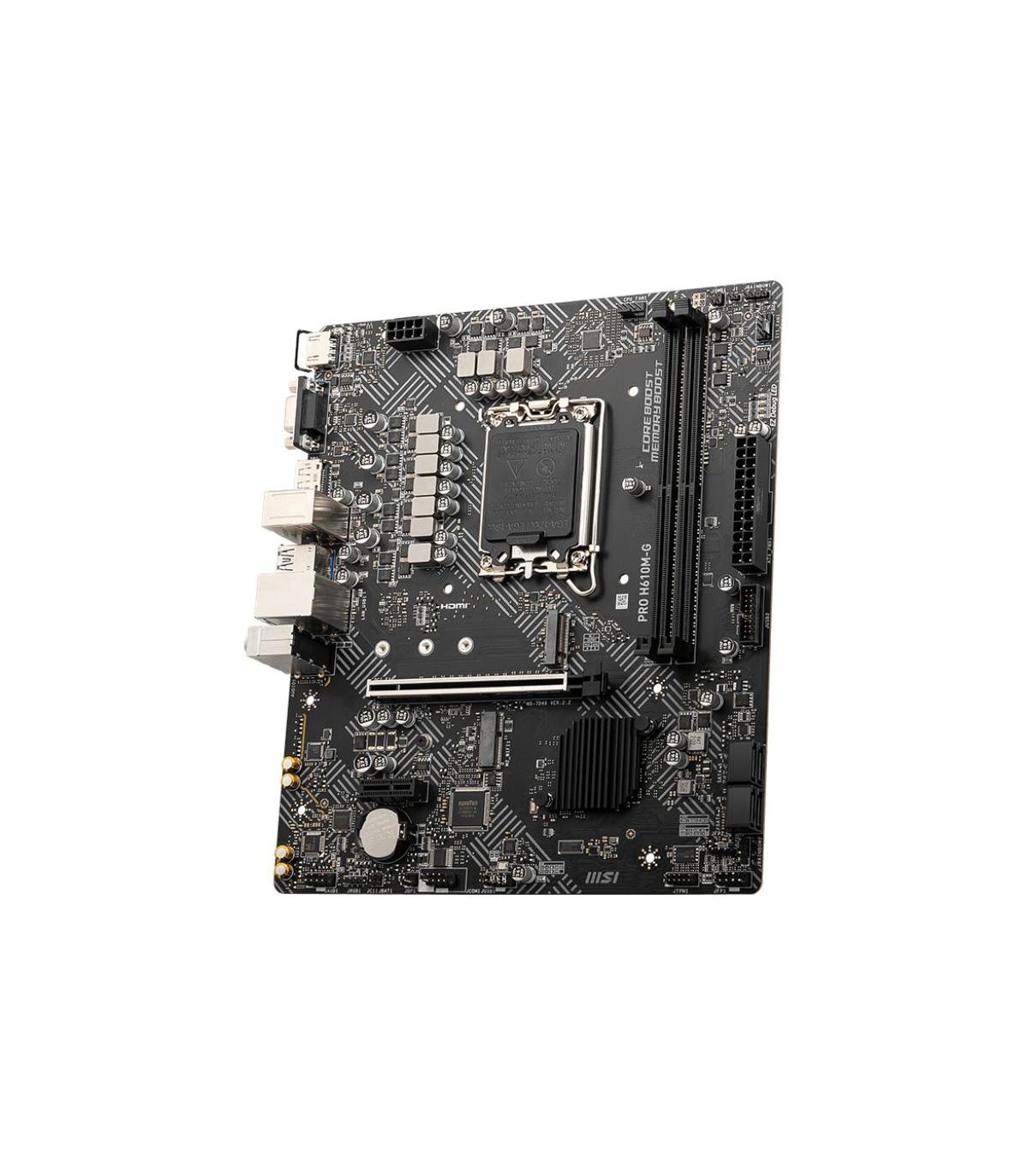 PLACA MSI PRO H610M-G,INTEL,1700,H610,2DDR5,96GB,VGA+HDMI+DP,4SATA3+1M.2,2USB2.0,2USB3.2,USB-C,1GBLAN,MATX