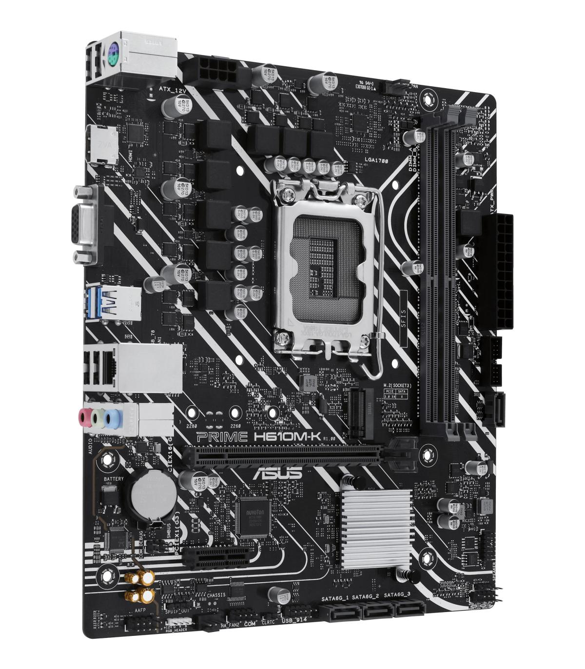 PLACA ASUS PRIME H610M-K,INTEL,1700,H610,2DDR5,96G,VGA+HDMI,GBLAN,4SATA3+M.2,3USB3.2,MATX