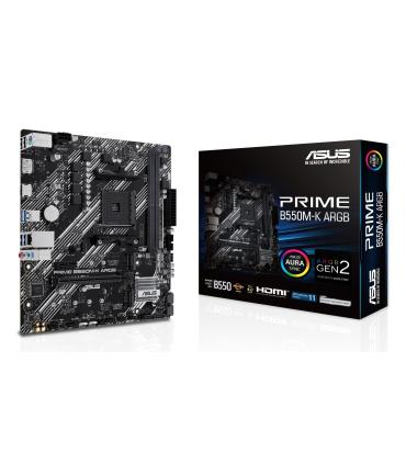 PLACA ASUS PRIME B550M-K ARGB,AMD,AM4,B550,2DDR4,64GB,DP+HDMI,GBLAN,4SATA3+2XM.2,6USB3.2,MATX