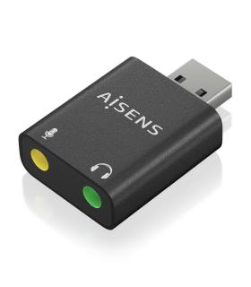 CONVERSOR AISENS USB-A A AUDIO 48KHZ USB-A M-2XJACK 3.5 H NEGRO