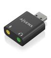 CONVERSOR AISENS USB-A A AUDIO 48KHZ USB-A M-2XJACK 3.5 H NEGRO