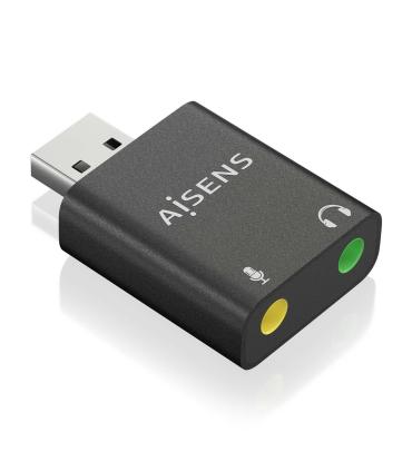 CONVERSOR AISENS USB-A A AUDIO 48KHZ USB-A M-2XJACK 3.5 H NEGRO
