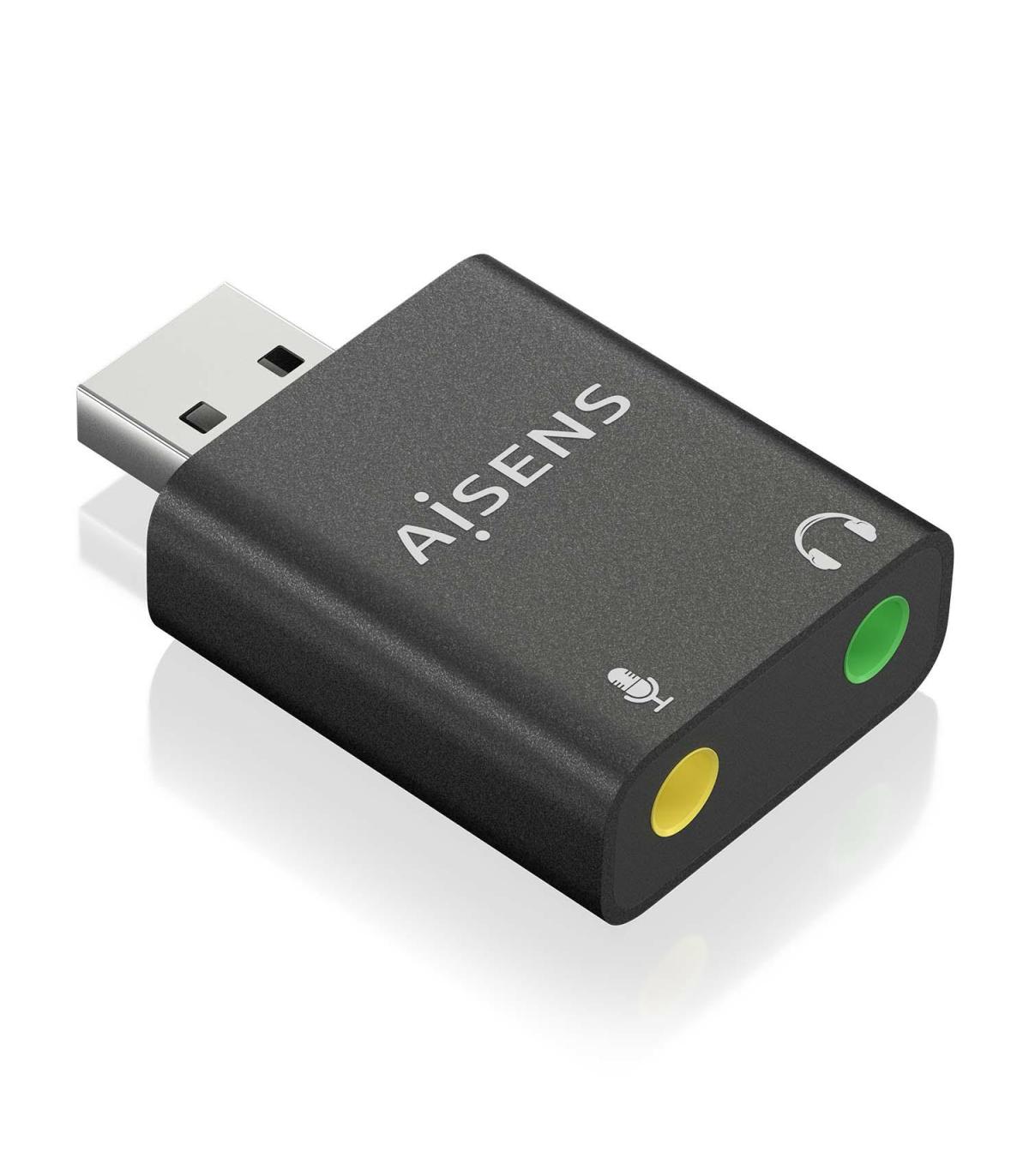 CONVERSOR AISENS USB-A A AUDIO 48KHZ USB-A M-2XJACK 3.5 H NEGRO