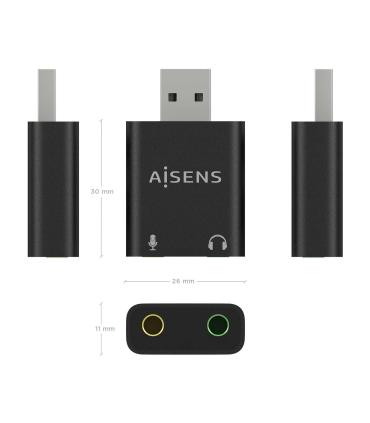 CONVERSOR AISENS USB-A A AUDIO 48KHZ USB-A M-2XJACK 3.5 H NEGRO