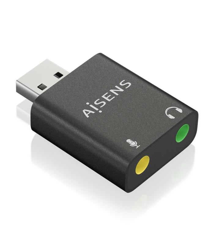 CONVERSOR AISENS USB-A A AUDIO 48KHZ USB-A M-2XJACK 3.5 H NEGRO
