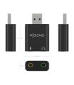 CONVERSOR AISENS USB-A A AUDIO 48KHZ USB-A M-2XJACK 3.5 H NEGRO