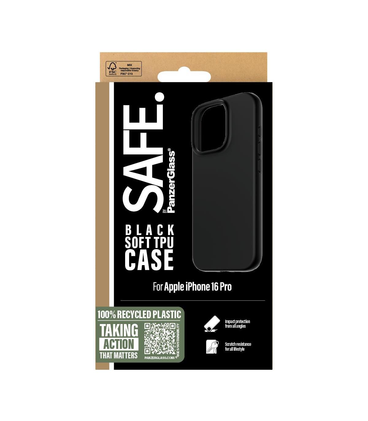 SAFE By PanzerGlass TPU Case Black IPhone 16 Pro
