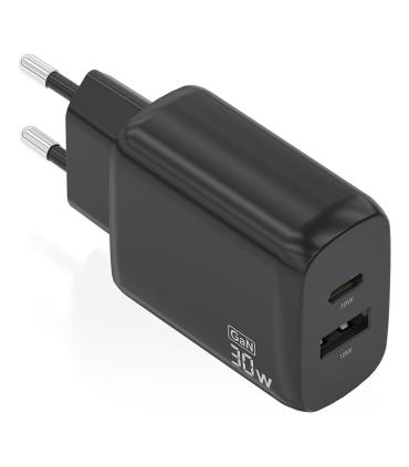 Cargador GaN De Pared Aisens A110-0924  1xUSB Tipo-C  1xUSB  30W  Negro