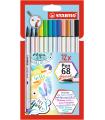ESTUCHE CARTON 12 UNIDADES ROTULADOR PEN 68 BRUSH COLORES SURTIDOS STABILO 568 12-21