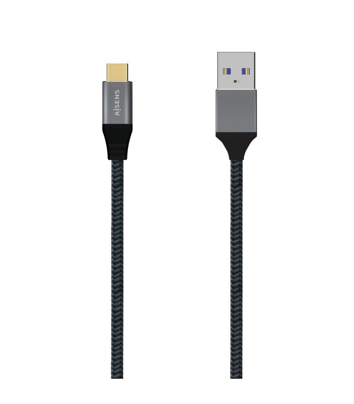 Cable USB 3.1 Tipo-C Aisens A107-0632  USB Tipo-C Macho - USB Macho  Hasta 27W  1250Mbps  1.5m  Gris