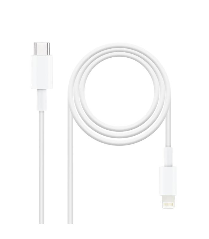 Cable USB 2.0 Tipo-C Lightning Nanocable 10.10.0600  USB Tipo-C Macho - Lightning Macho  50cm  Blanco