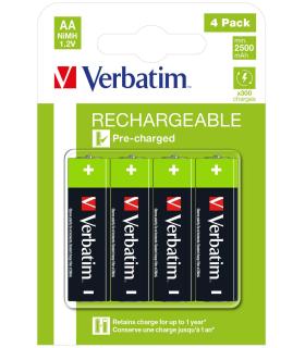 PILAS ALCALINAS VERBATIM RECARGABLES LR06 AA 1.2V PACK 4