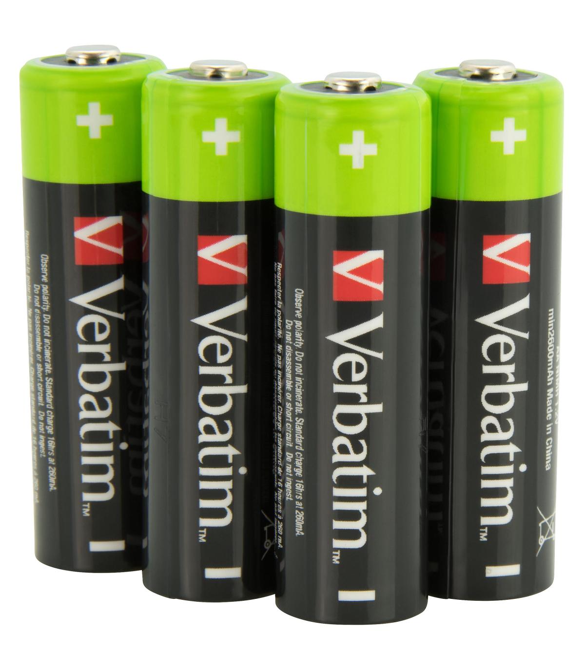 PILAS ALCALINAS VERBATIM RECARGABLES LR06 AA 1.2V PACK 4