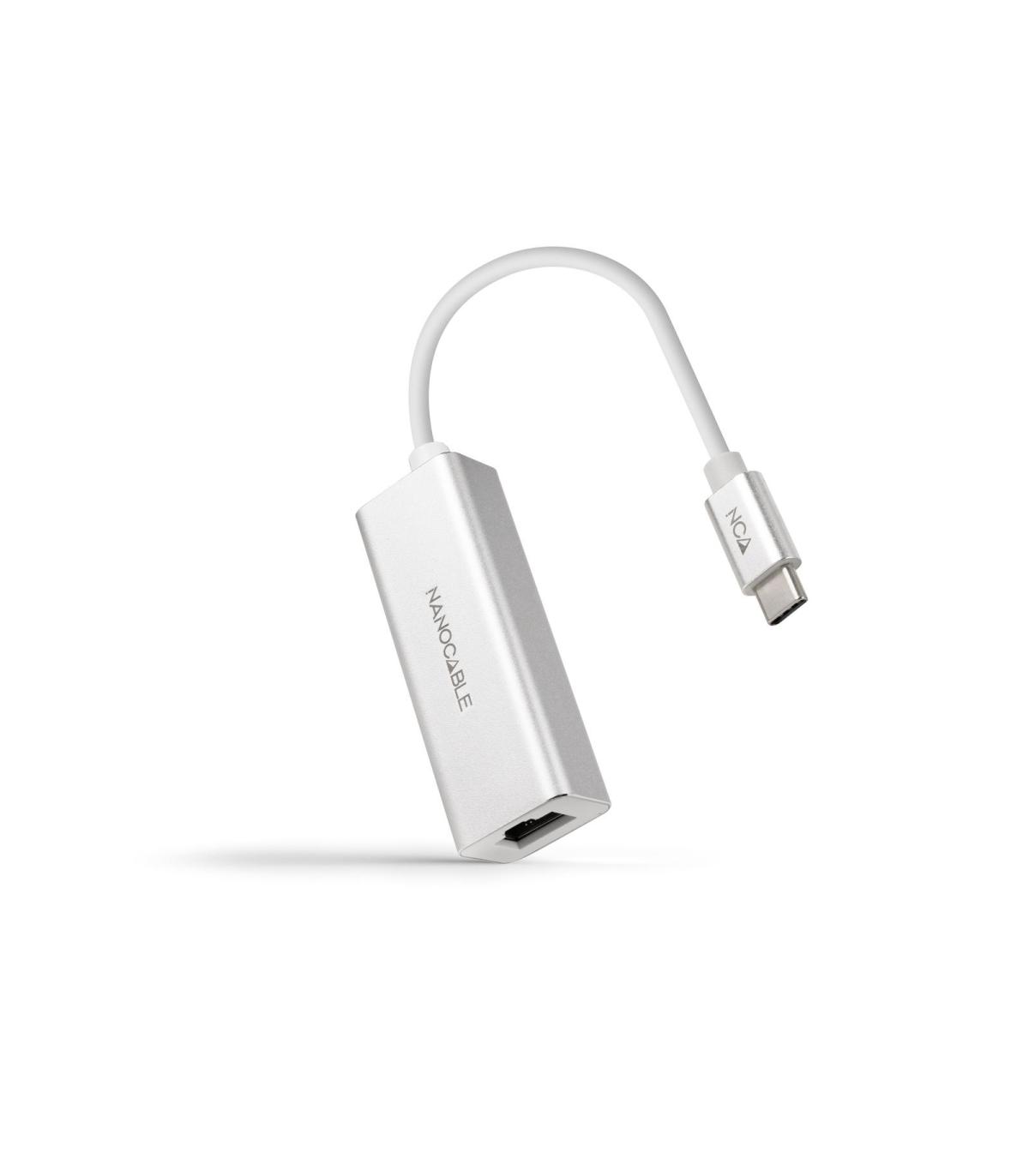 Nanocable - Tarjeta De Red Ethernet Gigabit 10 100 1000 - Conexin USB-C M A RJ45 H - 15CM - Blanco