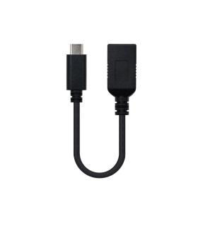 Nanocable - Cable USB 3.1 3A USB-C M-A F 15cm Negro