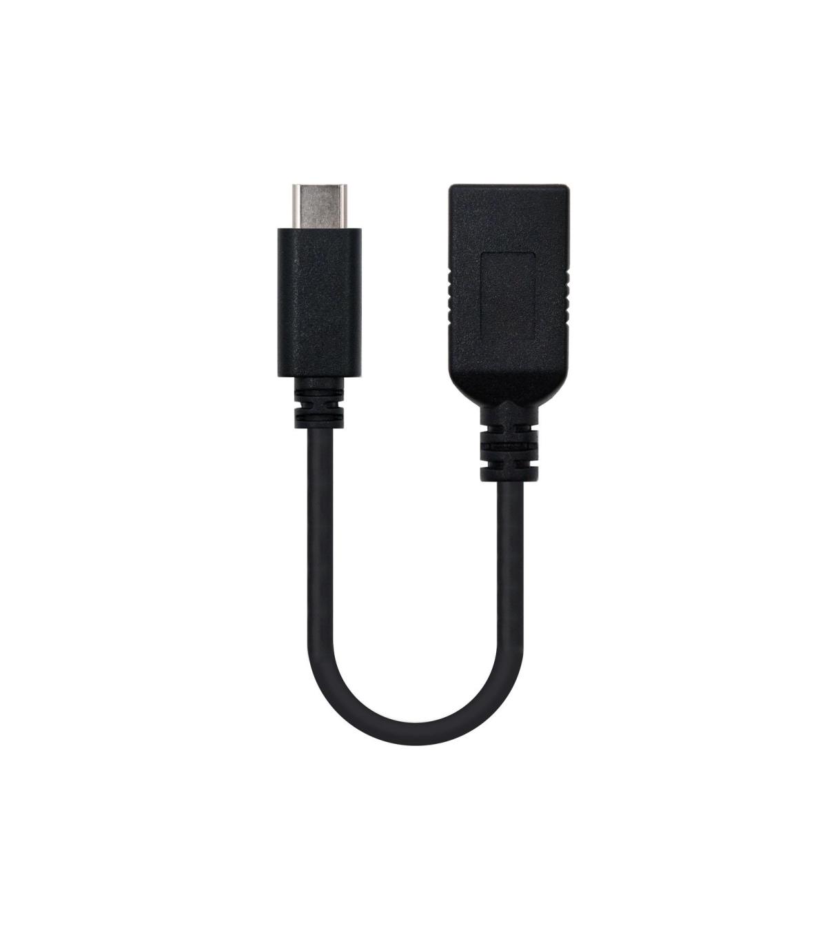 Nanocable - Cable USB 3.1 3A USB-C M-A F 15cm Negro