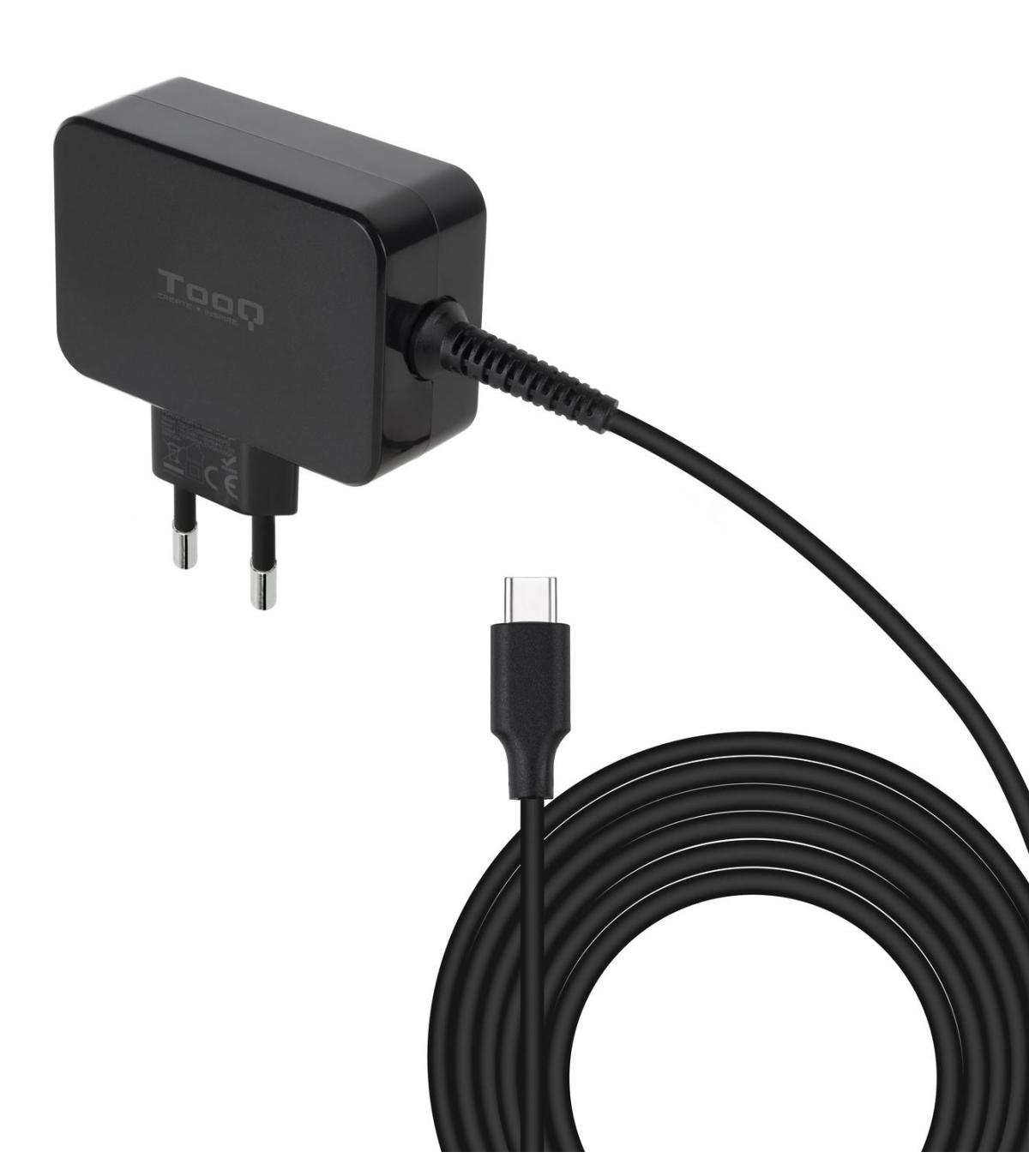 Cargador De Porttil TooQ TQLC-USBCGAN45PD USB Tipo-C  45W  Automtico  Voltaje 5-20V  1x USB Tipo-C