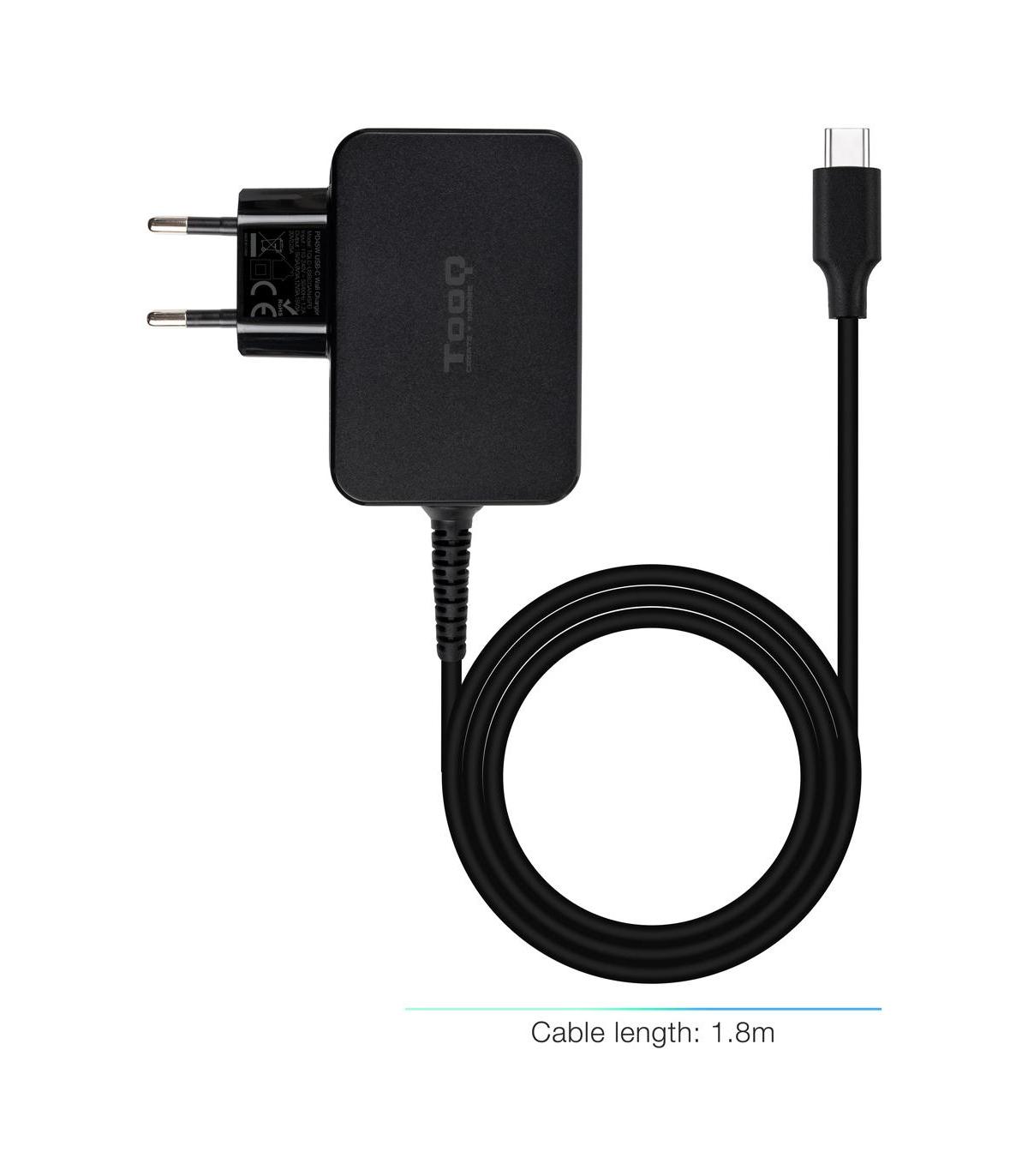 Cargador De Porttil TooQ TQLC-USBCGAN45PD USB Tipo-C  45W  Automtico  Voltaje 5-20V  1x USB Tipo-C