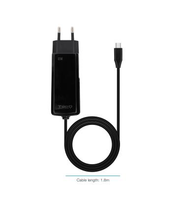 Cargador De Porttil TooQ TQLC-USBCGAN65PD-C USB Tipo-C  65W  Automtico  Voltaje 5-20V  1x USB Tipo-C
