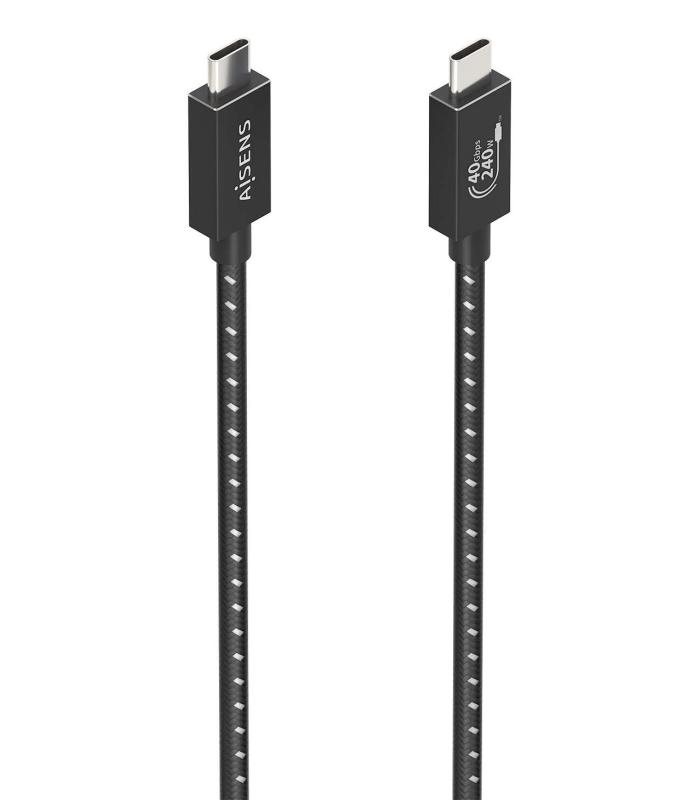 Cable USB 4.0 Tipo-C Aisens A156-0868  USB Tipo-C Macho - USB Tipo-C Macho  Hasta 240W  40Gbps  1.5m  Gris