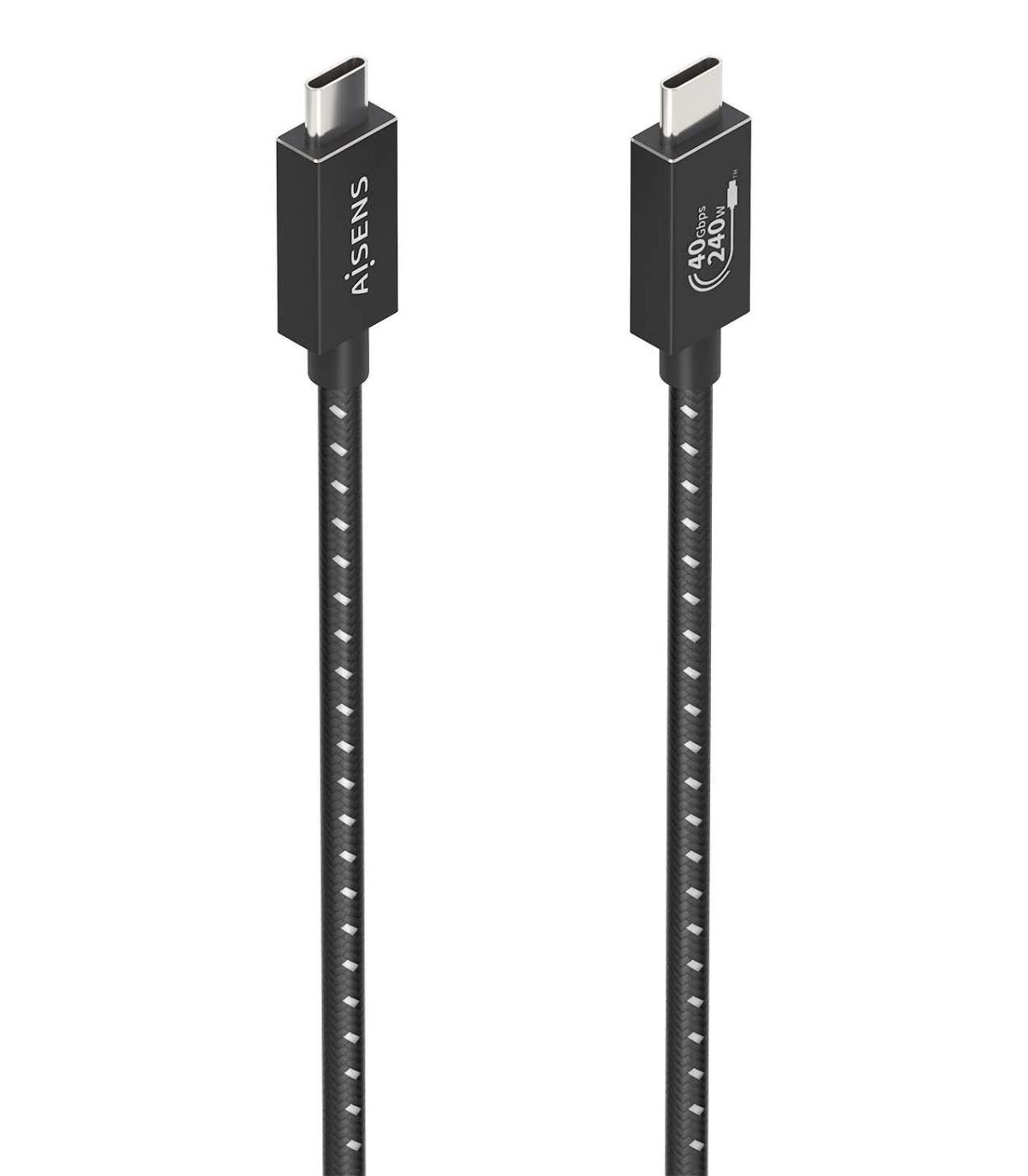 Cable USB 4.0 Tipo-C Aisens A156-0868  USB Tipo-C Macho - USB Tipo-C Macho  Hasta 240W  40Gbps  1.5m  Gris