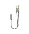 Cable Estreo Aisens A128-0417/ Jack 3.5 Hembra - 2x Jack 3.5 Macho/ 25cm/ Gris