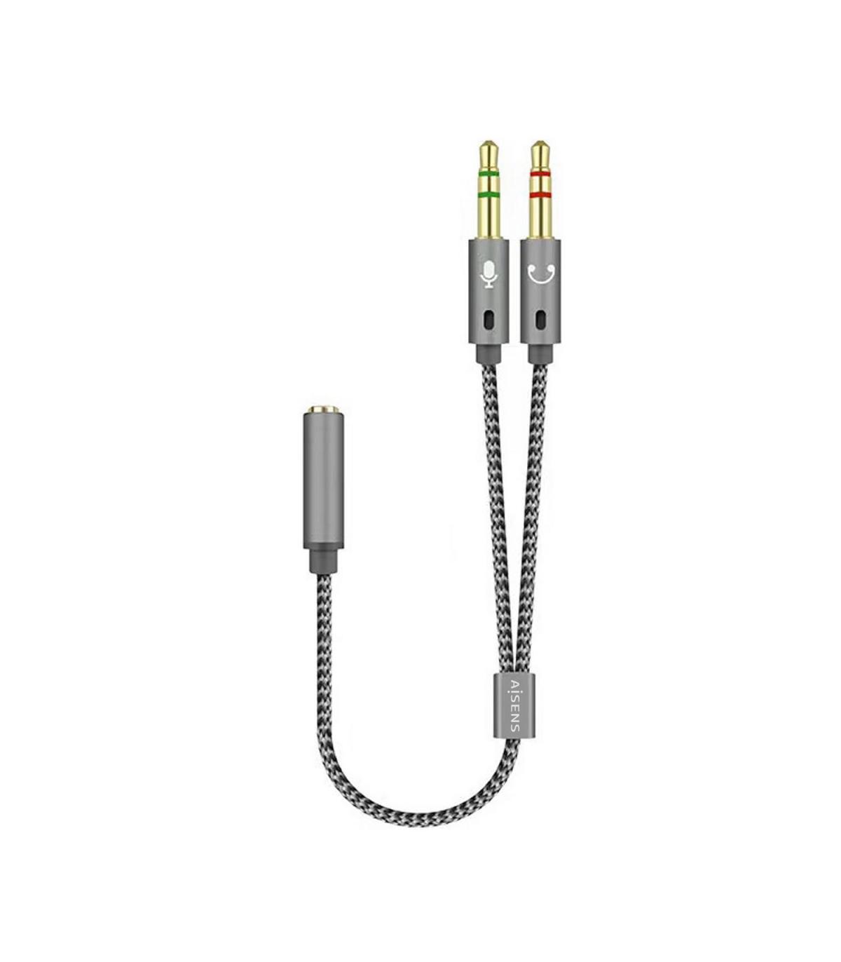 Cable Estreo Aisens A128-0417  Jack 3.5 Hembra - 2x Jack 3.5 Macho  25cm  Gris