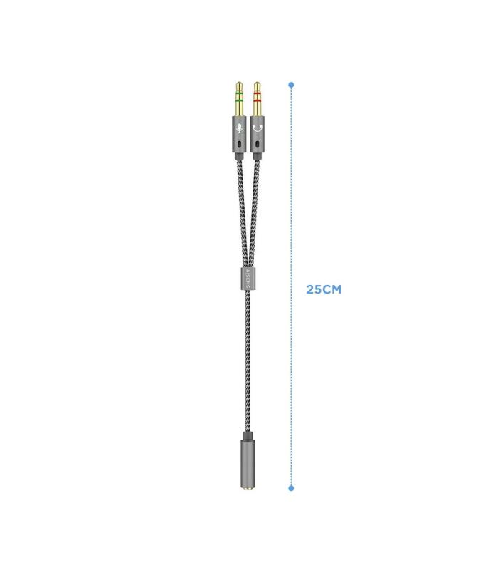 Cable Estreo Aisens A128-0417  Jack 3.5 Hembra - 2x Jack 3.5 Macho  25cm  Gris