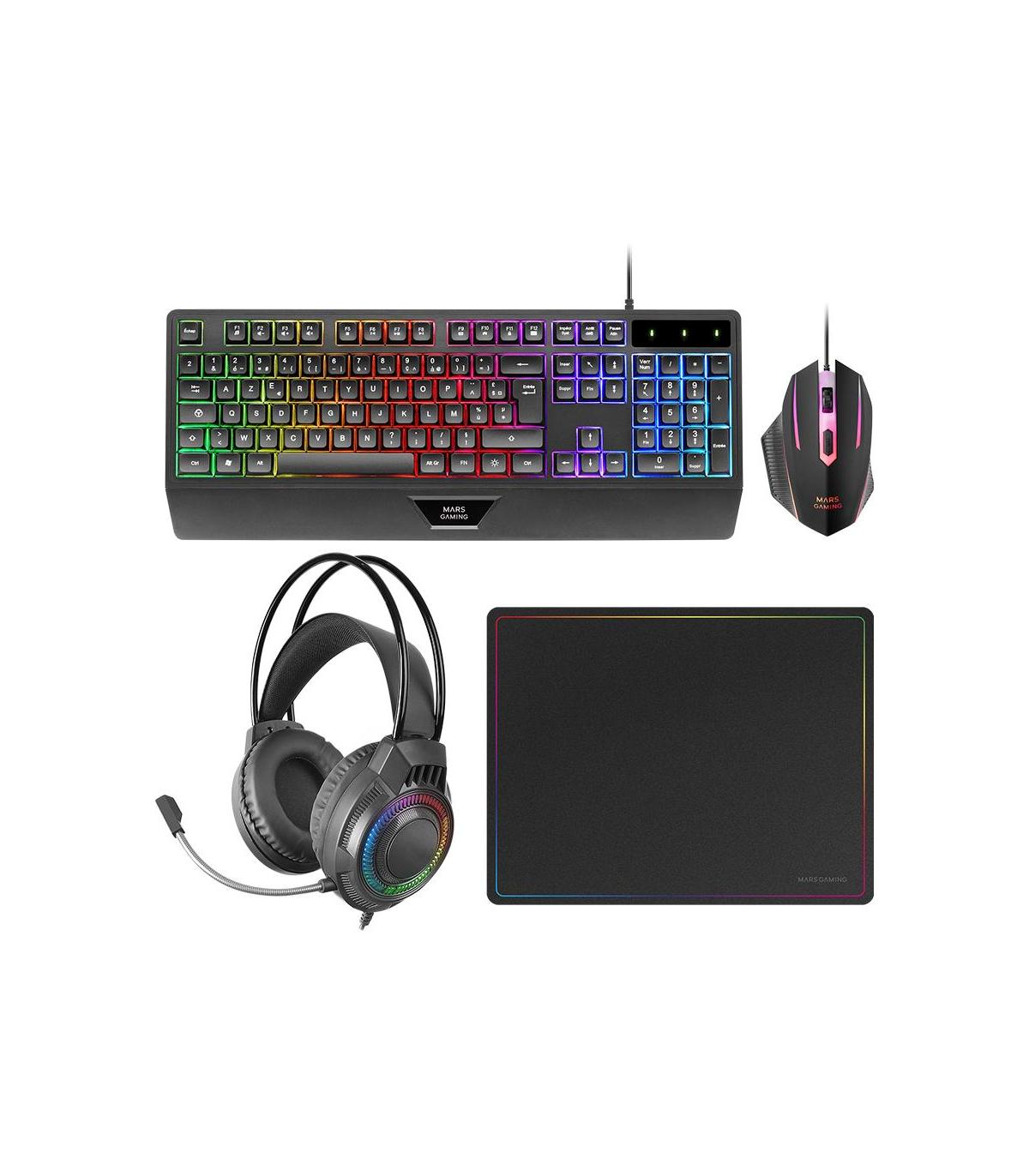 MARS GAMING TECLADO+RATON+ALFOMBRILLA+AURICULAR