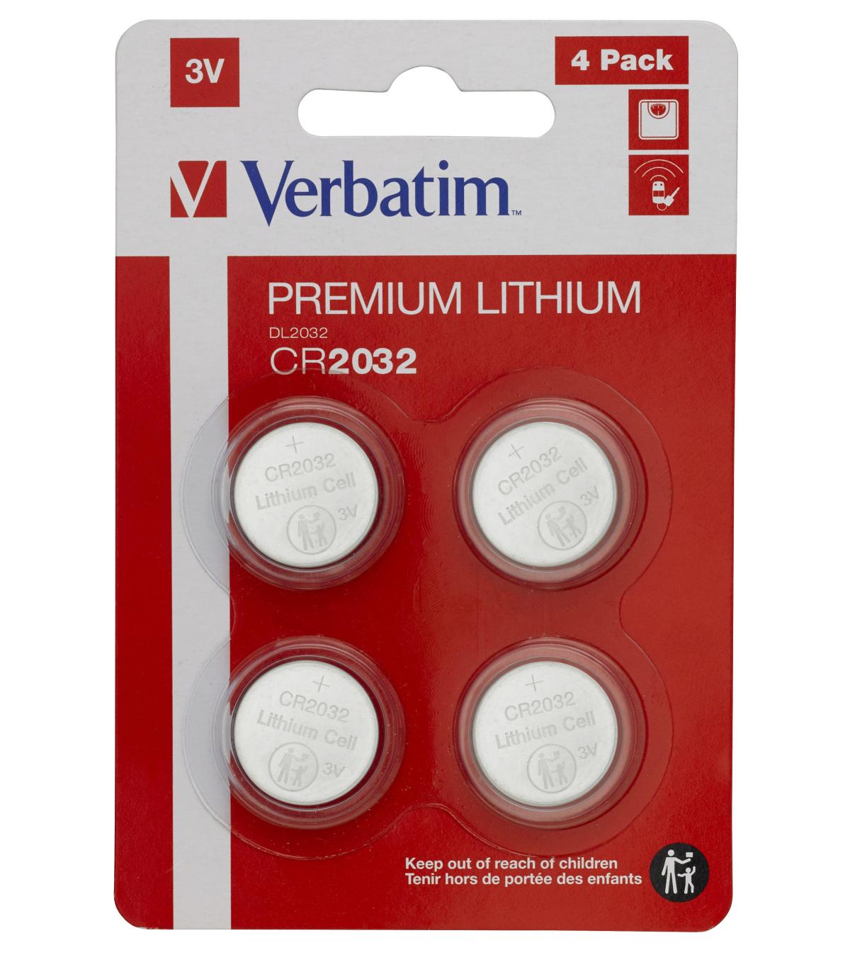 PILA BOTON LITIO VERBATIM CR2032 PACK 4