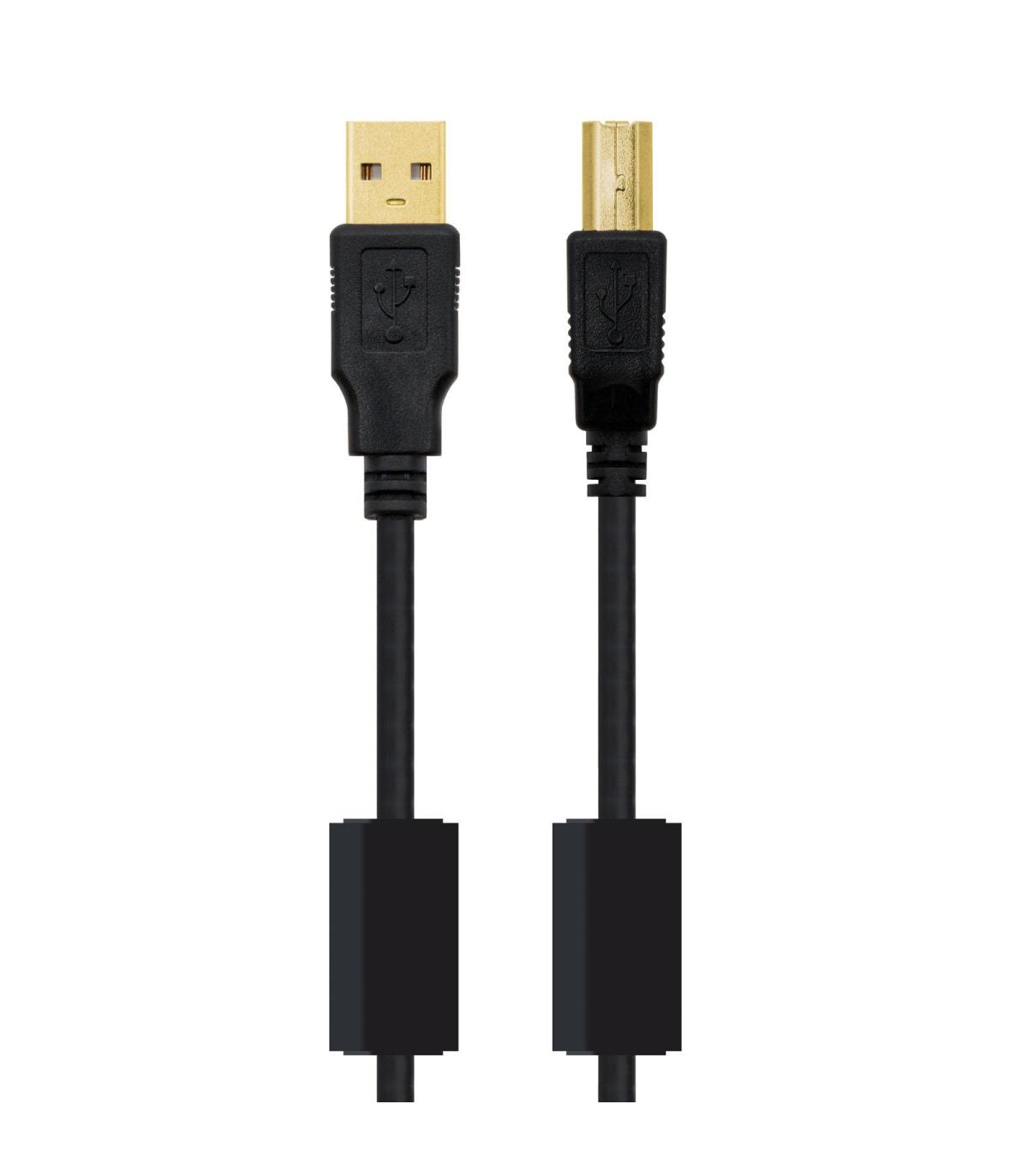 NANOCABLE  CABLE USB 2.0 IMPRESORA HQ CON FERRITA, TIPO A M-B M, NEGRO, 2.0 M (10.01.1202)