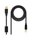 NANOCABLE  CABLE USB 2.0 IMPRESORA HQ CON FERRITA, TIPO A M-B M, NEGRO, 2.0 M (10.01.1202)