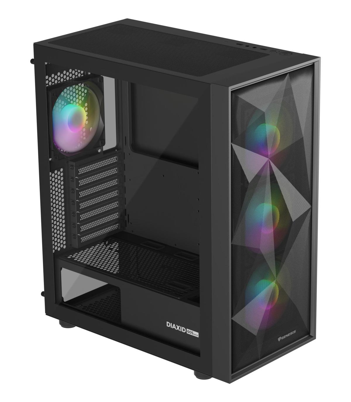CAJA GAMING GENESIS DIAXID 605 ARGB ATX MEDIATORRE 1XUSB-C 2XUSB3.0 SIN PSU