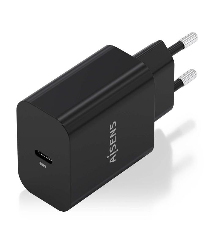 Cargador De Pared GaN Aisens A110-0941  1xUSB Tipo-C  30W  Negro