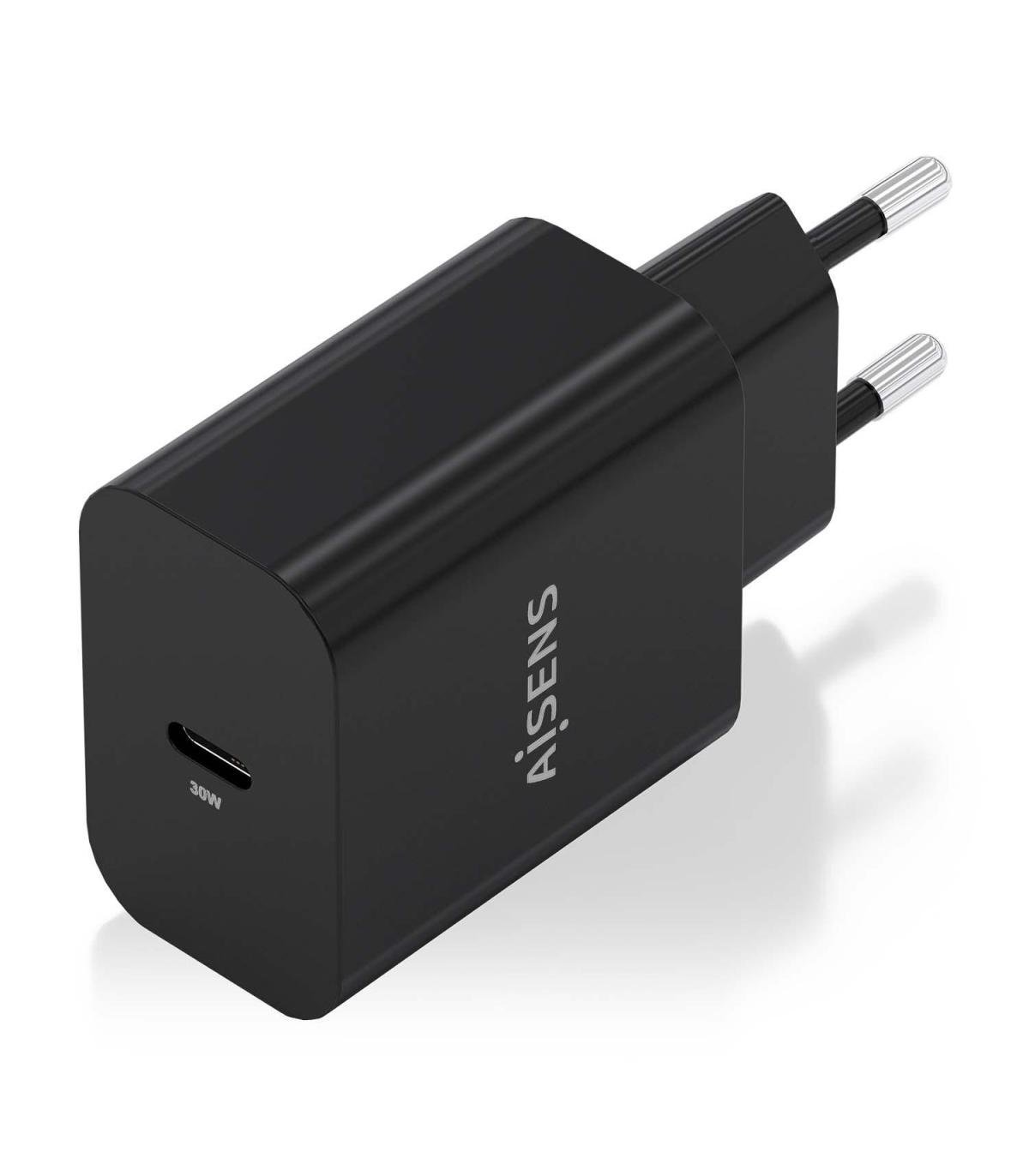 Cargador De Pared GaN Aisens A110-0941  1xUSB Tipo-C  30W  Negro