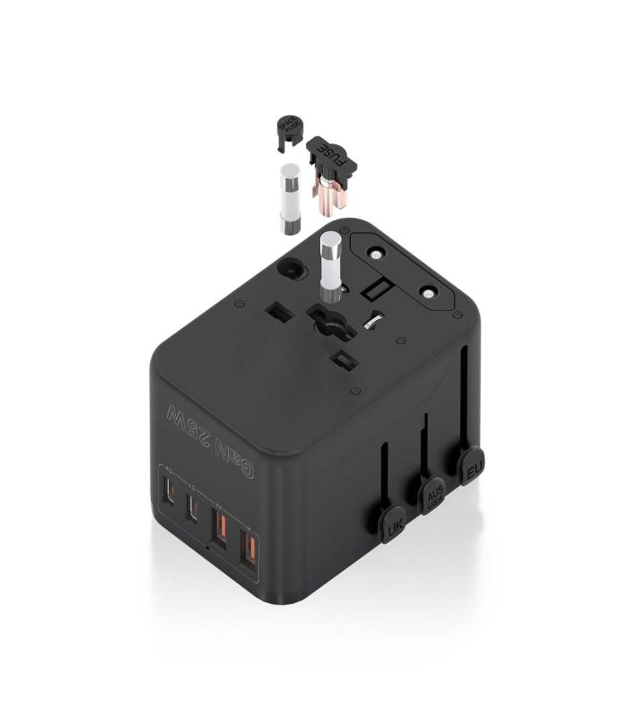 Cargador De Pared Universal GaN Aisens ASPS-2A2C08-BK  Toma De Corriente Universal  2xUSB Tipo-C  2xUSB  25W