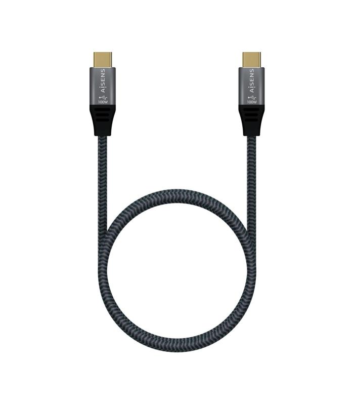 Cable USB 2.0 Tipo-C Aisens A107-0629 5A 100W  USB Tipo-C Macho - USB Tipo-C Macho  Hasta 100W  60Mbps  2m  Gris