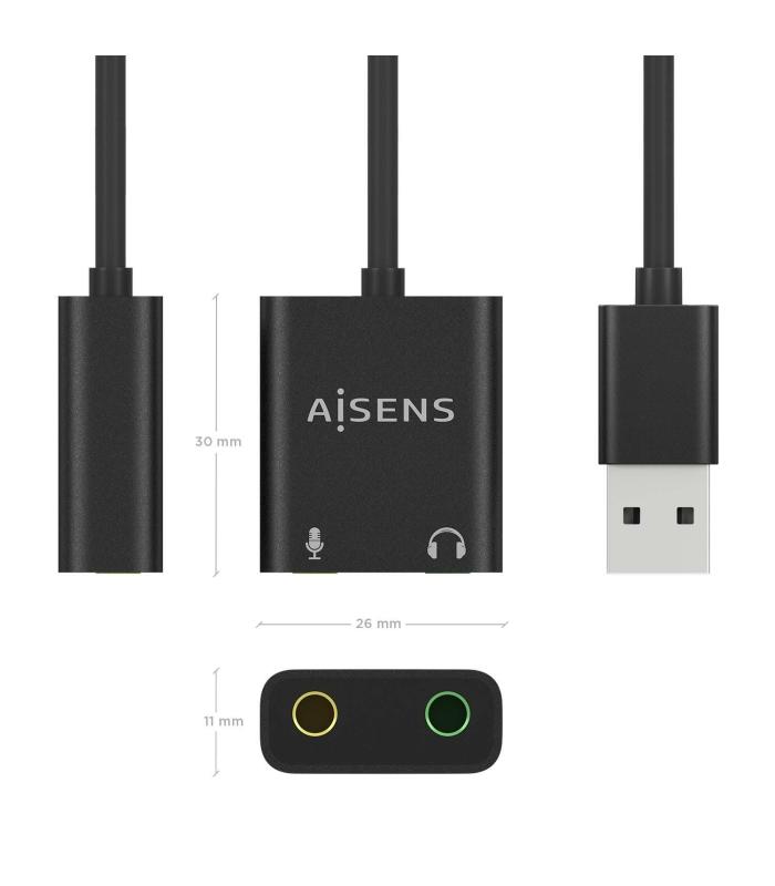 Tarjeta De Sonido Aisens A106-0769  USB Macho - 2xJack 3.5 Hembra