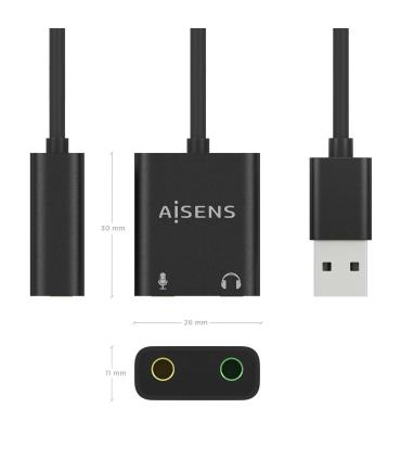 Tarjeta De Sonido Aisens A106-0769  USB Macho - 2xJack 3.5 Hembra