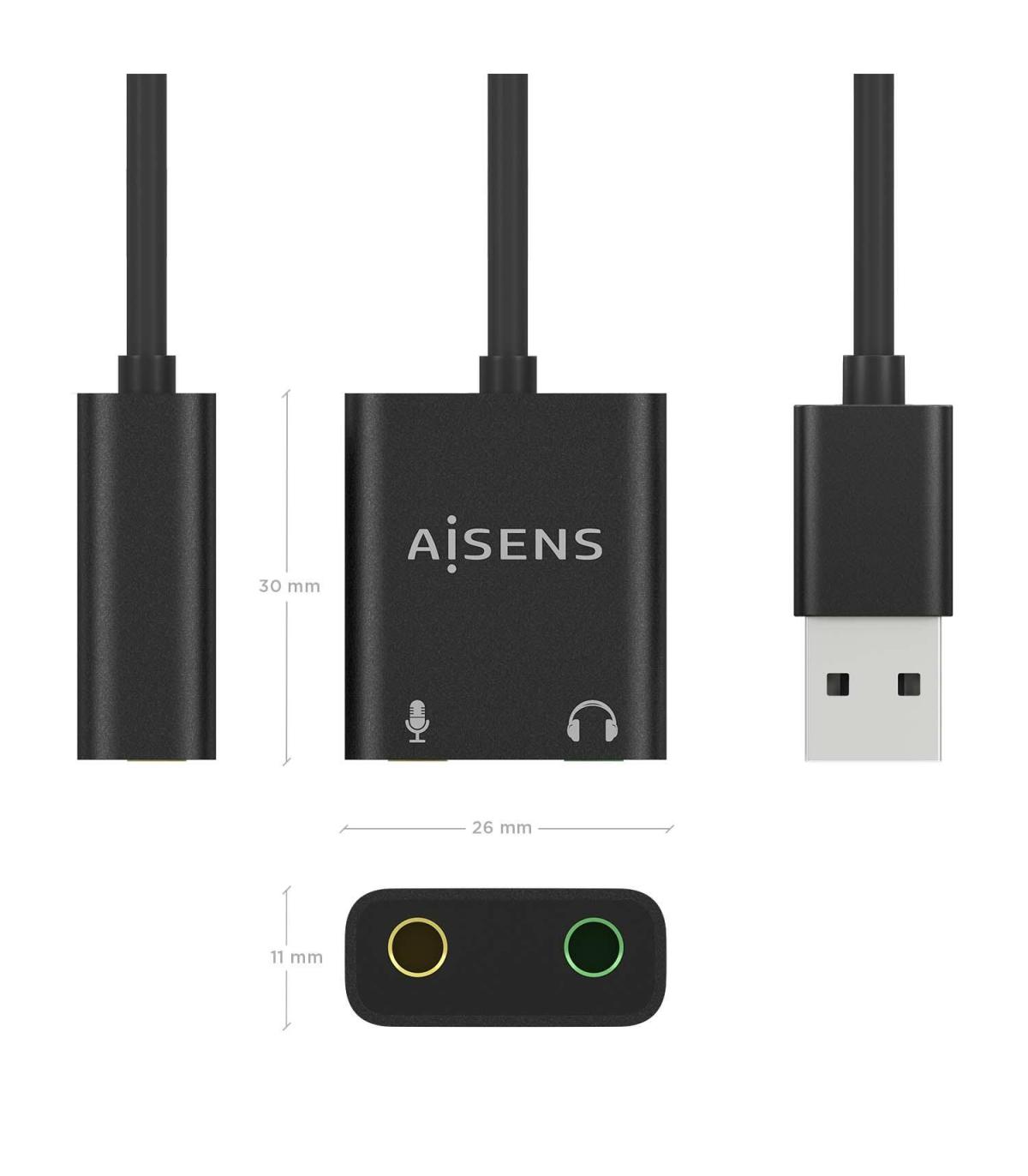 Tarjeta De Sonido Aisens A106-0769  USB Macho - 2xJack 3.5 Hembra