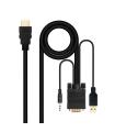Cable Conversor Nanocable 10.15.4350/ HDMI Macho - VGA Macho - Jack 3.5 Macho - USB Macho/ 1.8m/ Negro